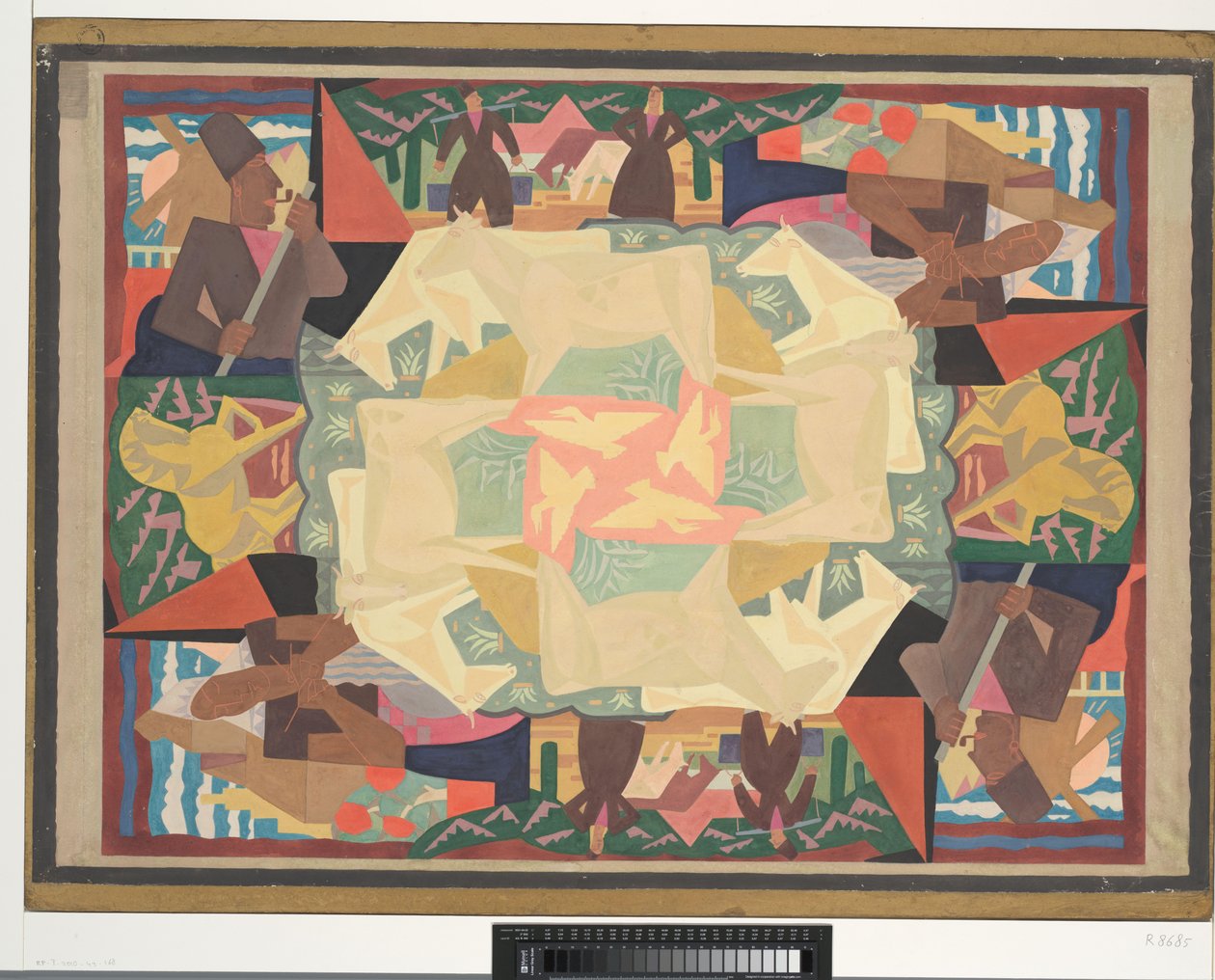 Tæppedesign motiv Holland (design) (titel på objekt) af Leo Gestel (signed by artist)