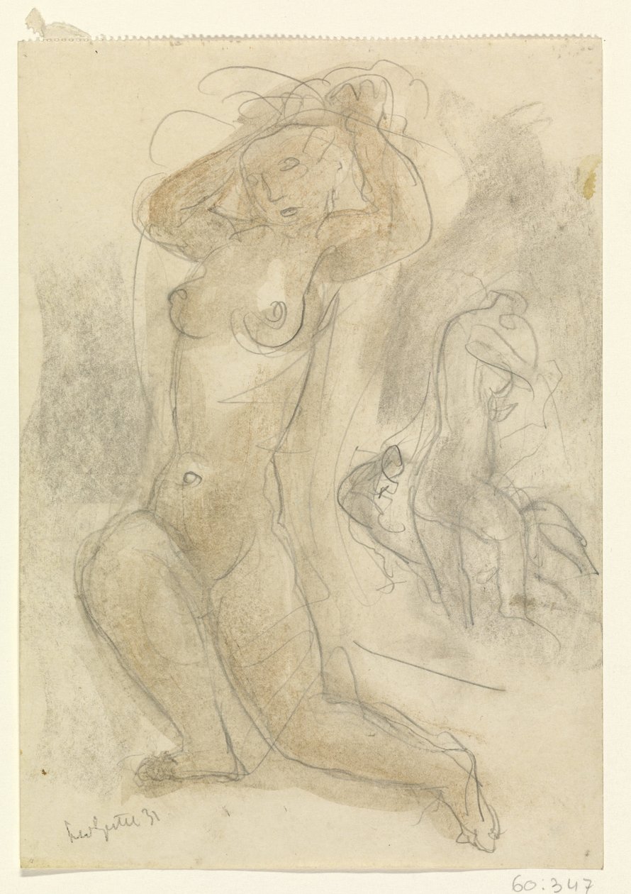 To knælende nøgenbilleder af Leo Gestel (signed by artist)
