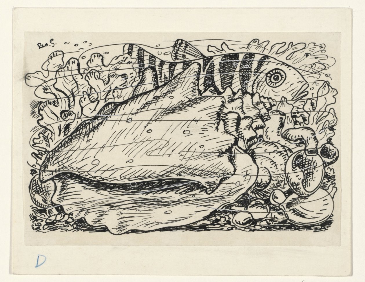 Fisk og skal i vandet af Leo Gestel (signed by artist)