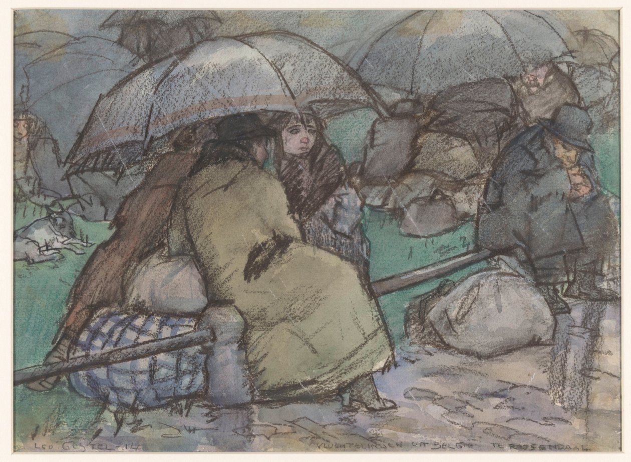 Flygtninge fra Belgien i Roosendaal (original titel på objekt) af Leo Gestel (signed by artist)