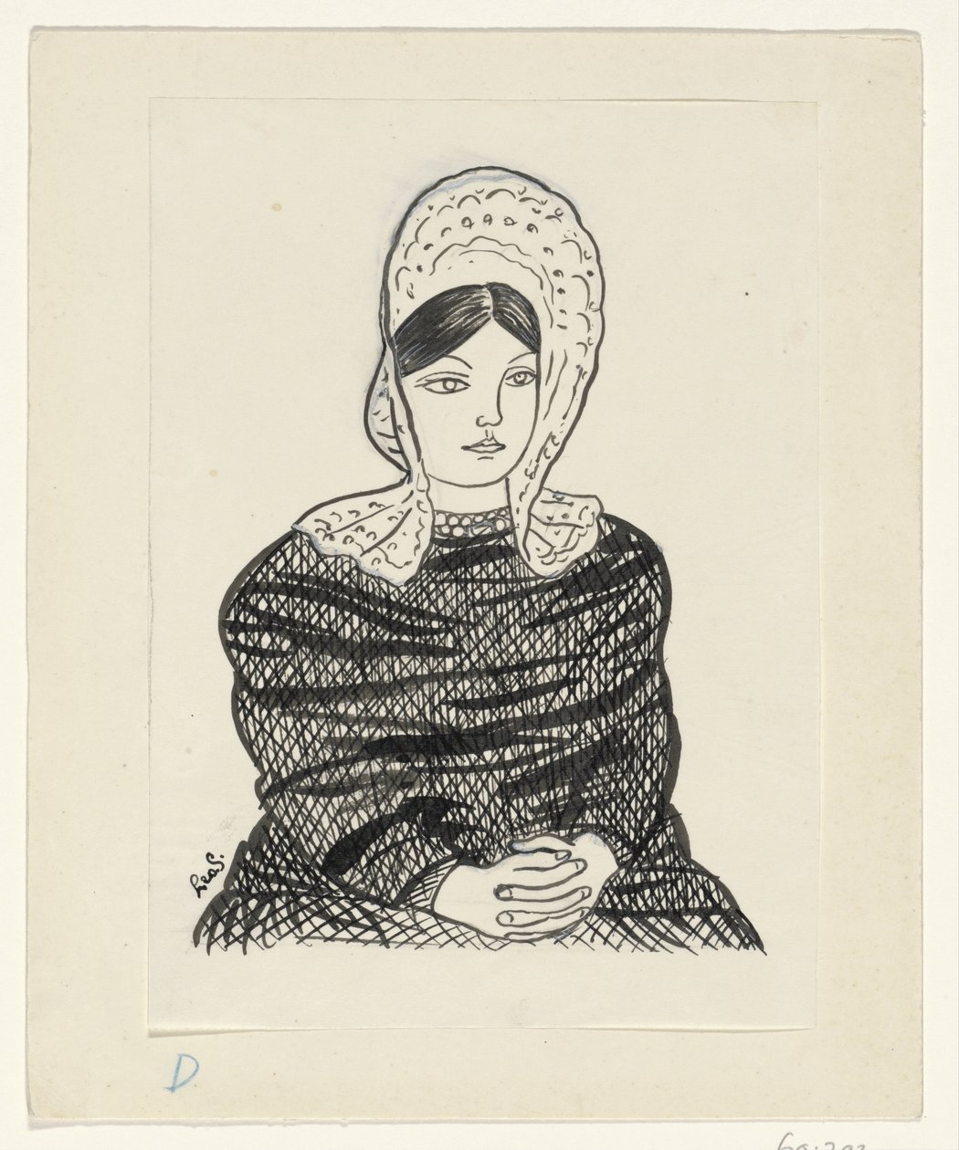Kvinde i traditionel kostume af Leo Gestel (signed by artist)