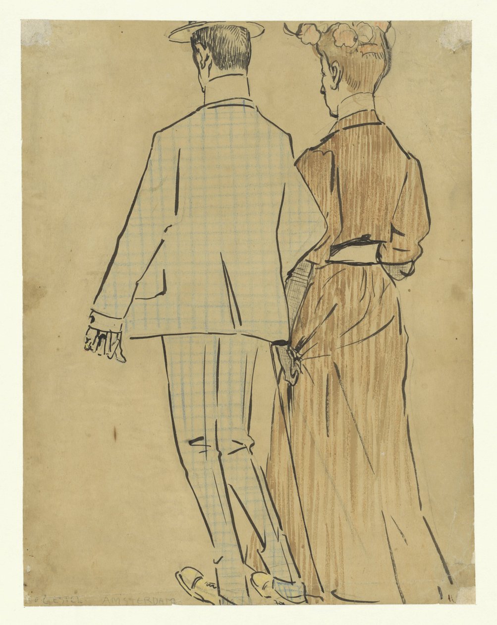 gående par af Leo Gestel (signed by artist)