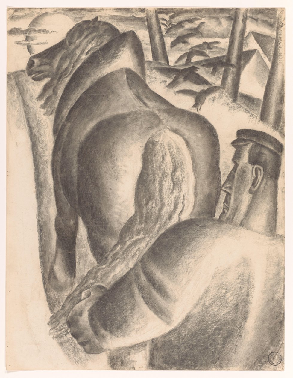 Bonde med plov af Leo Gestel