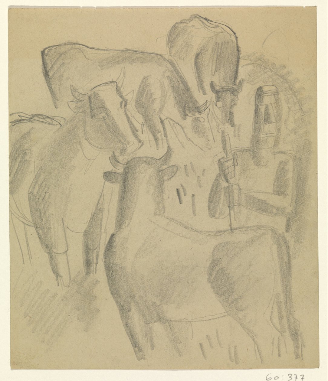 Landmand med fire køer af Leo Gestel