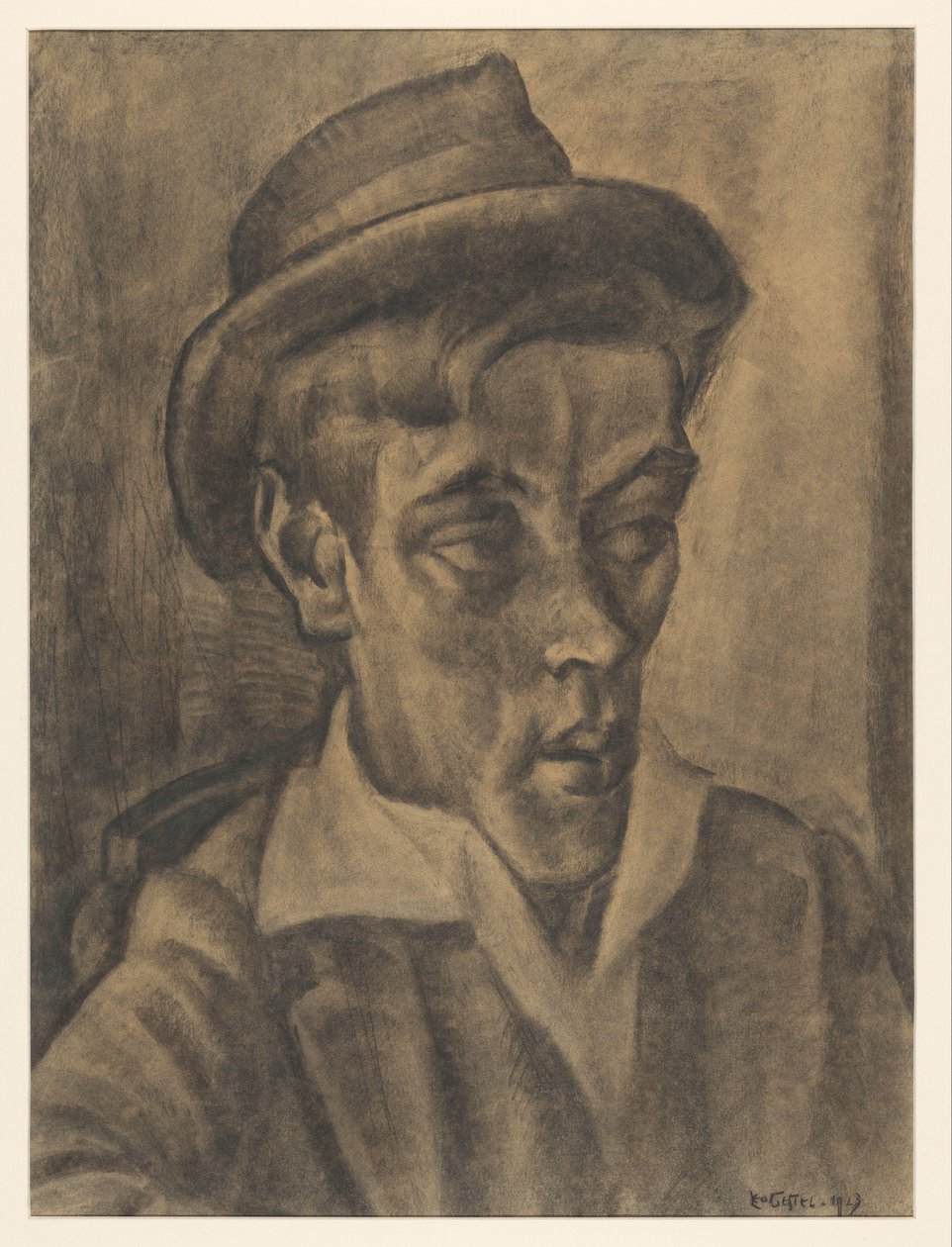 Buste af mand med hat af Leo Gestel