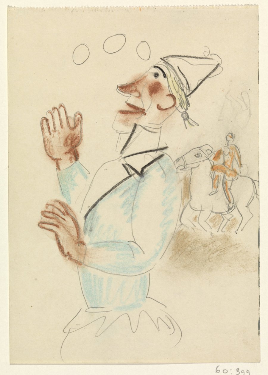Klovn og rytter til hest af Leo Gestel