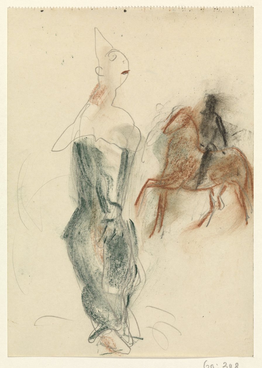 Klovn og rytter til hest af Leo Gestel