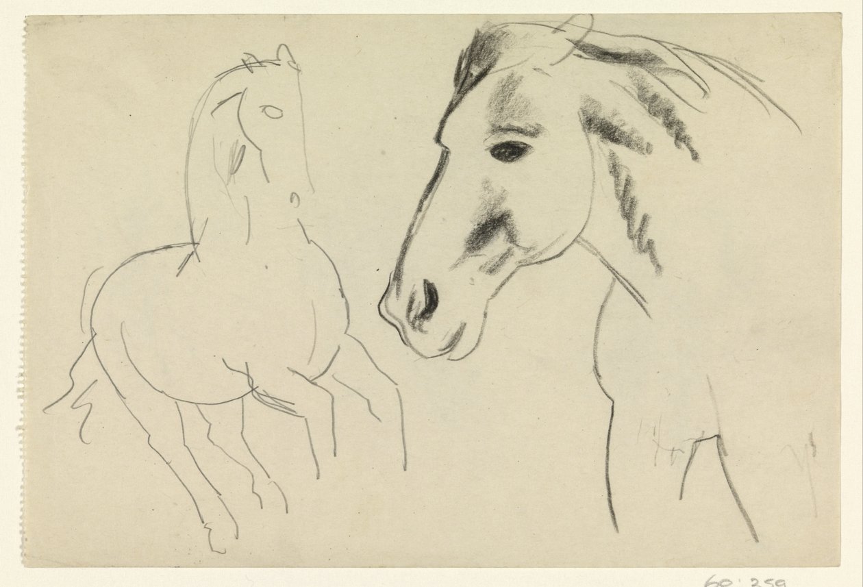 Galoperende hest og hestehoved af Leo Gestel