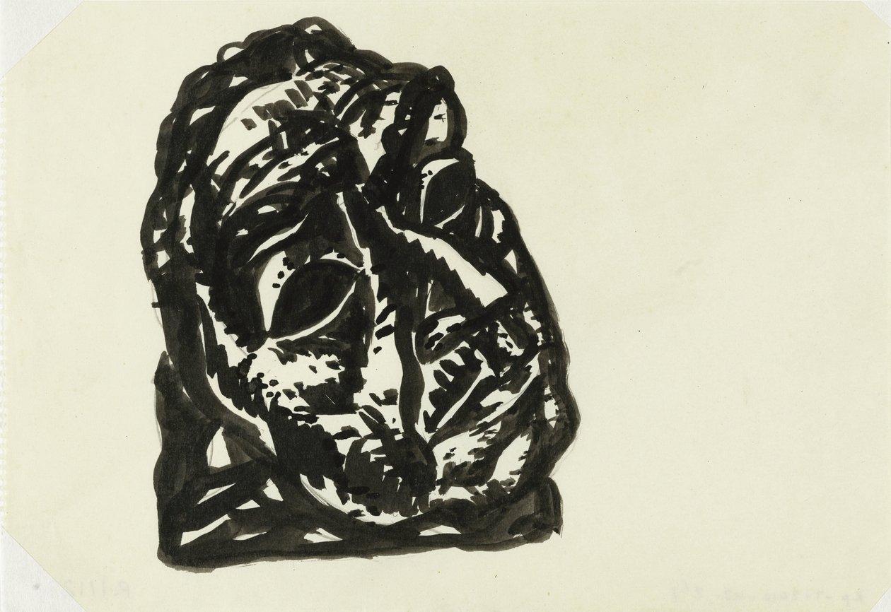 Hovedet på en mand, der ser skråt til øverst til højre af Leo Gestel