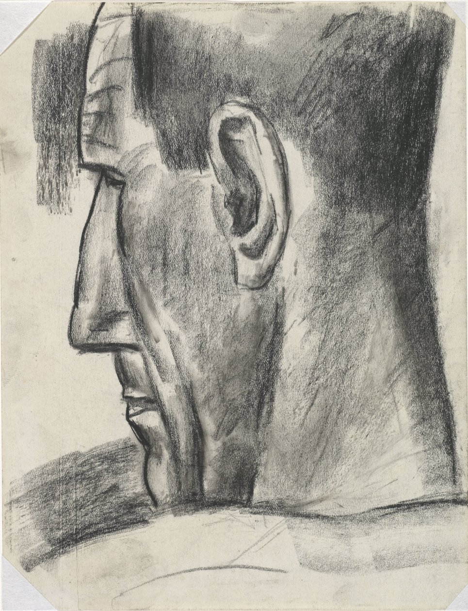 Mands hoved set bagfra i profil Uden titel af Leo Gestel