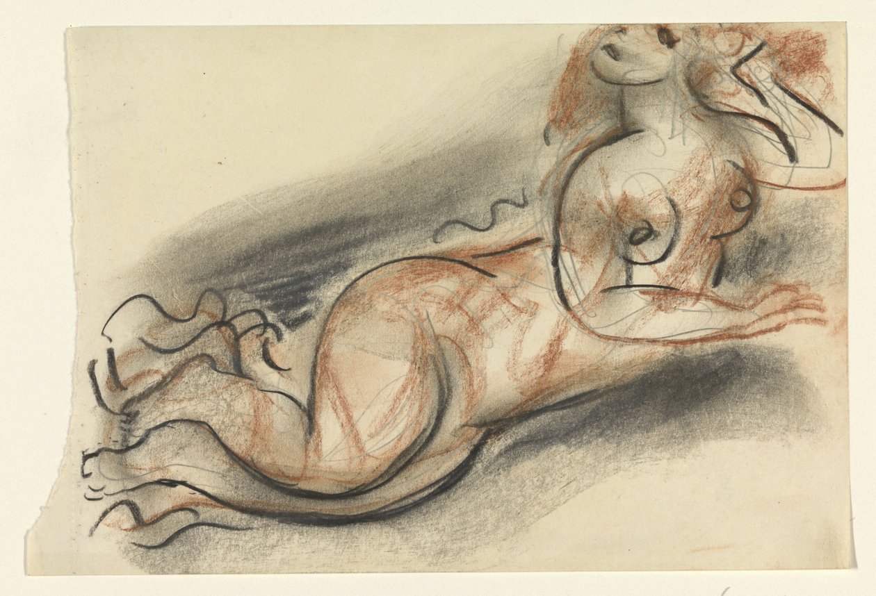 Tilbagelænet nøgen kvinde af Leo Gestel