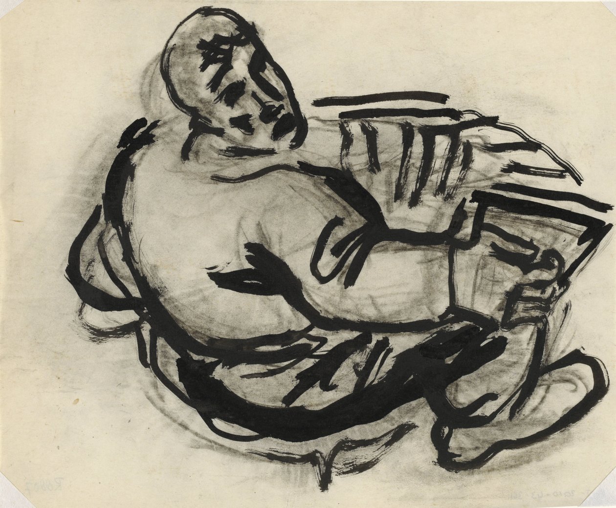Mand med harmonika Uden titel af Leo Gestel