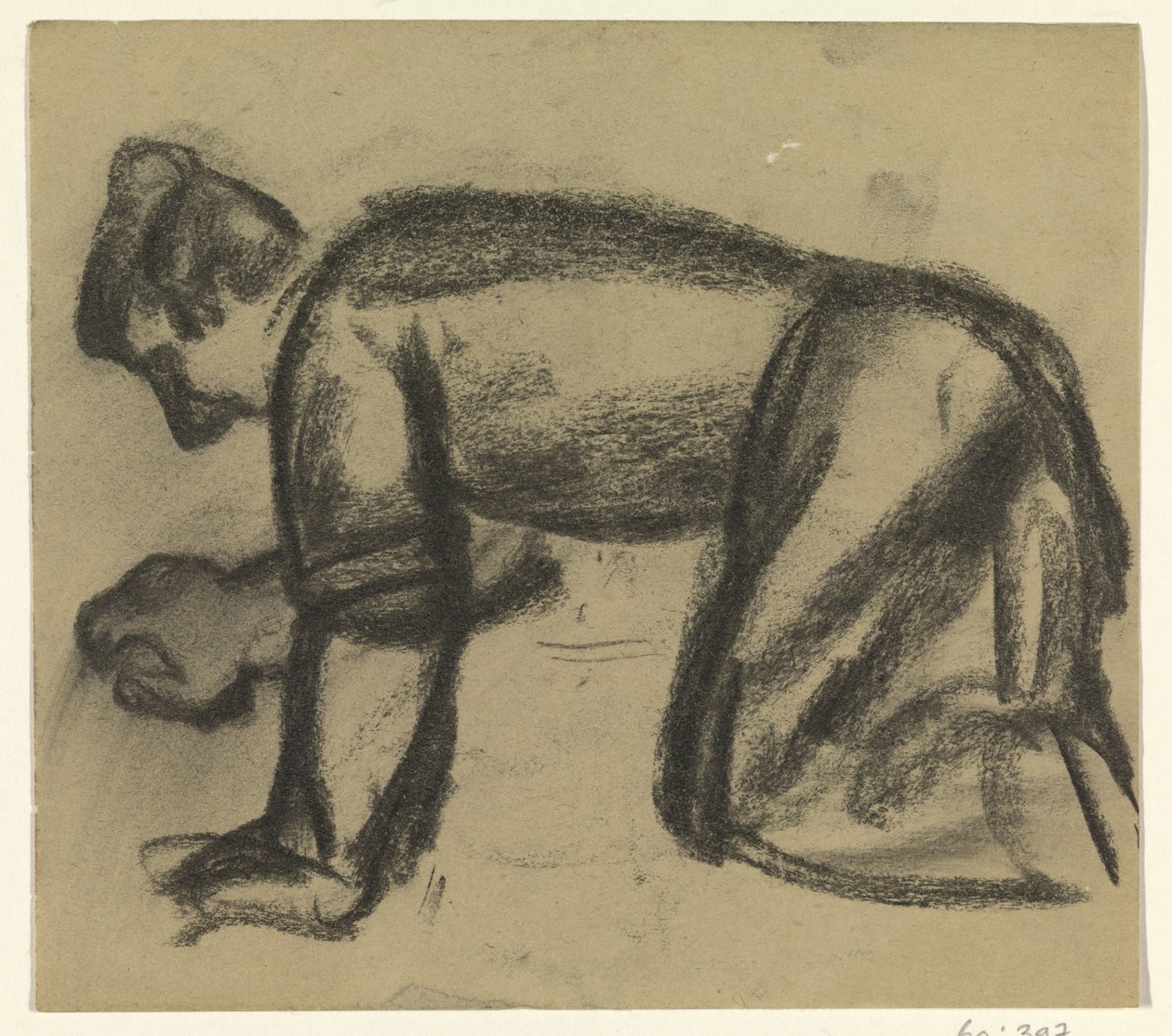 Mand på hænder og knæ af Leo Gestel