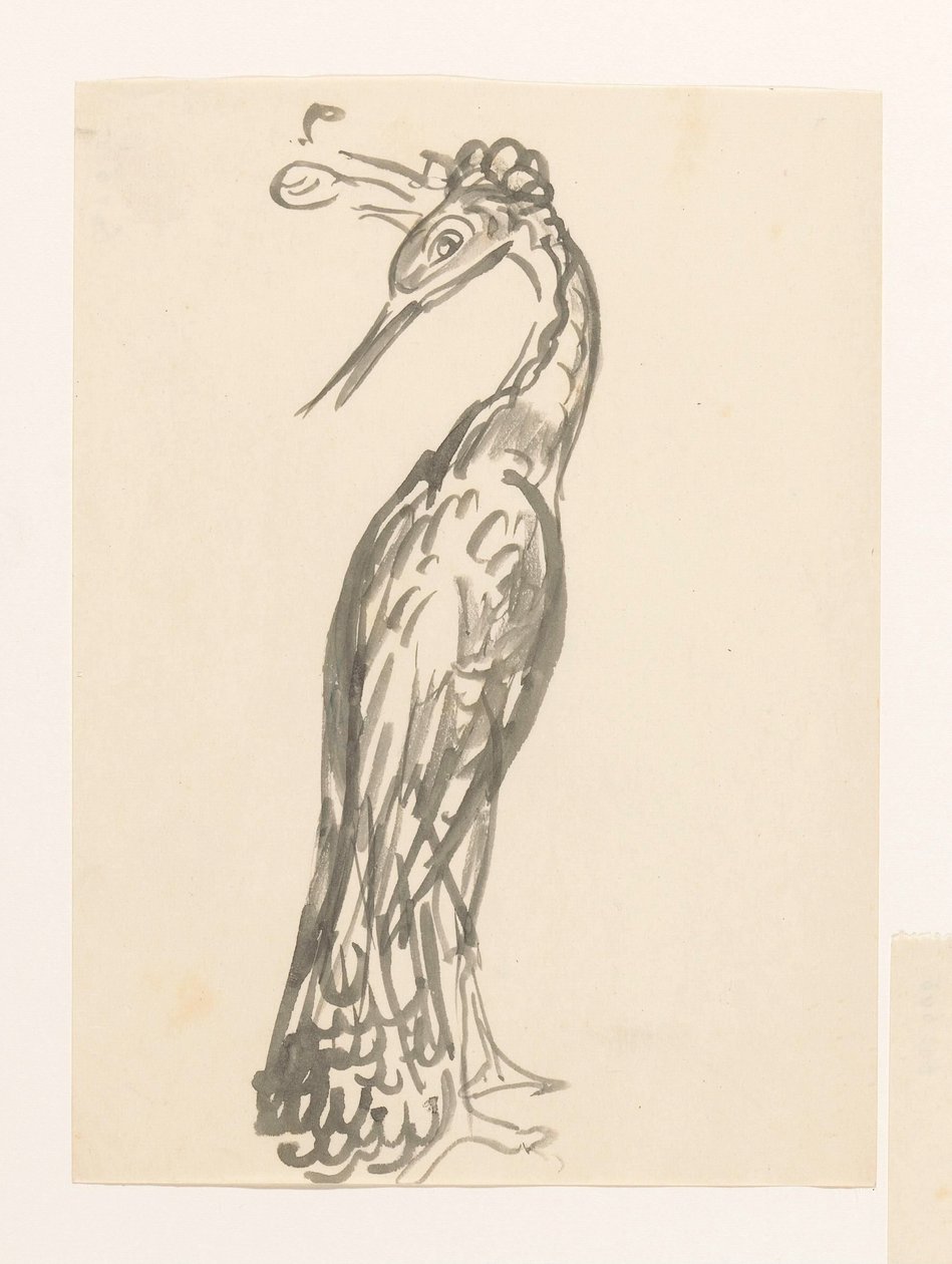 Heron med hovedet vendt tilbage af Leo Gestel