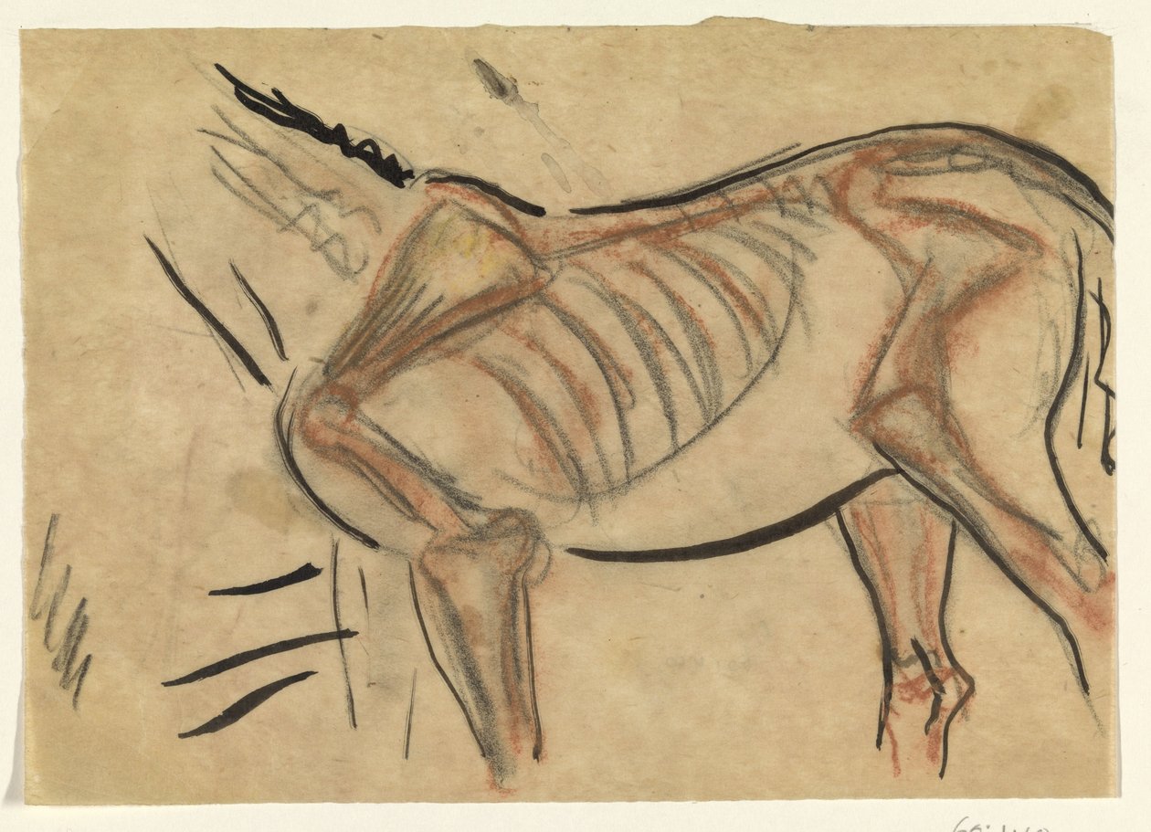 Skelet af en hest af Leo Gestel