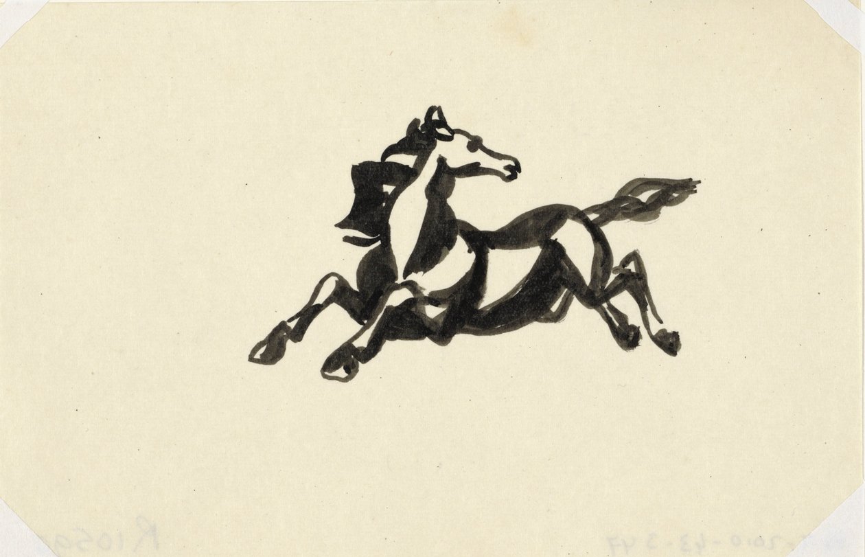 Springende hest med hovedet vendt tilbage Unavngivet hest af Leo Gestel