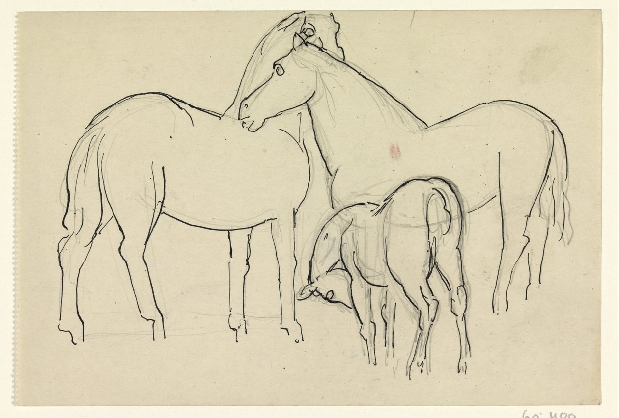 To heste og et føl af Leo Gestel