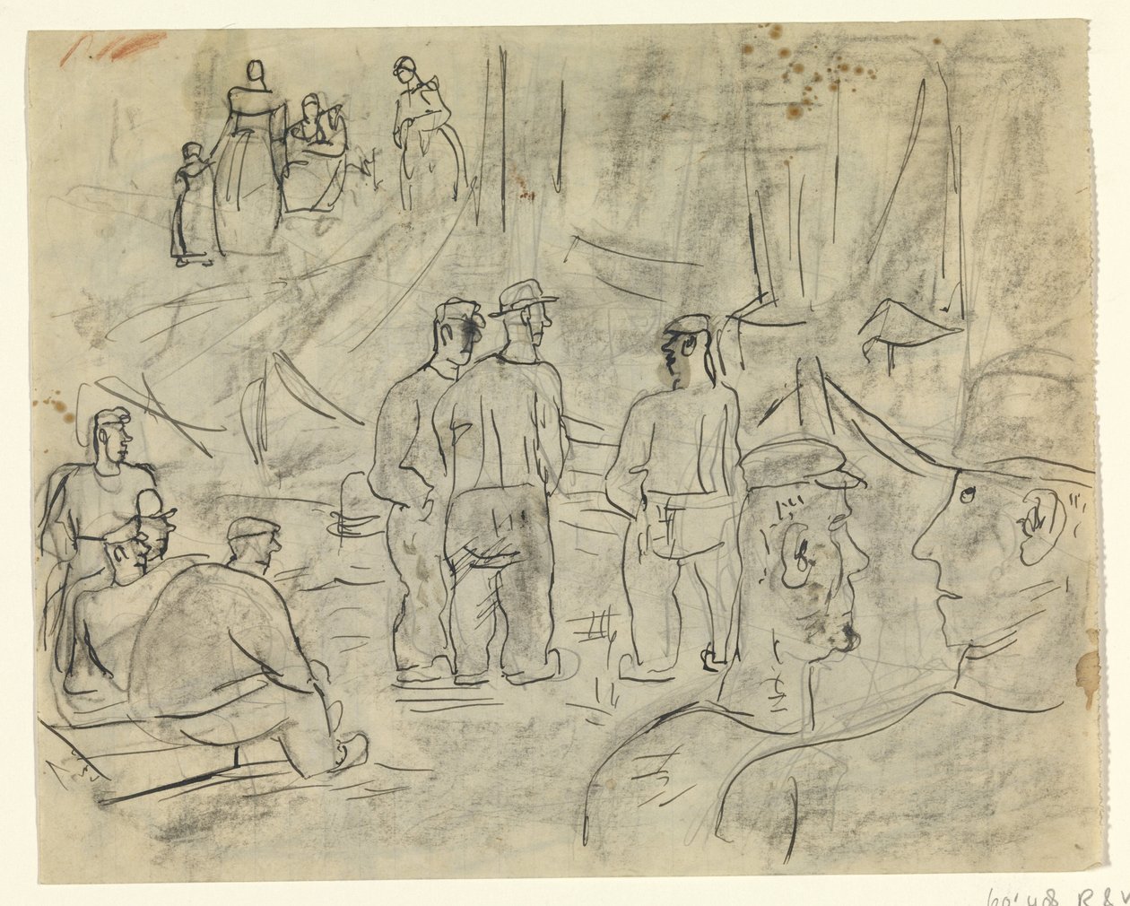 Fiskere i en havn af Leo Gestel