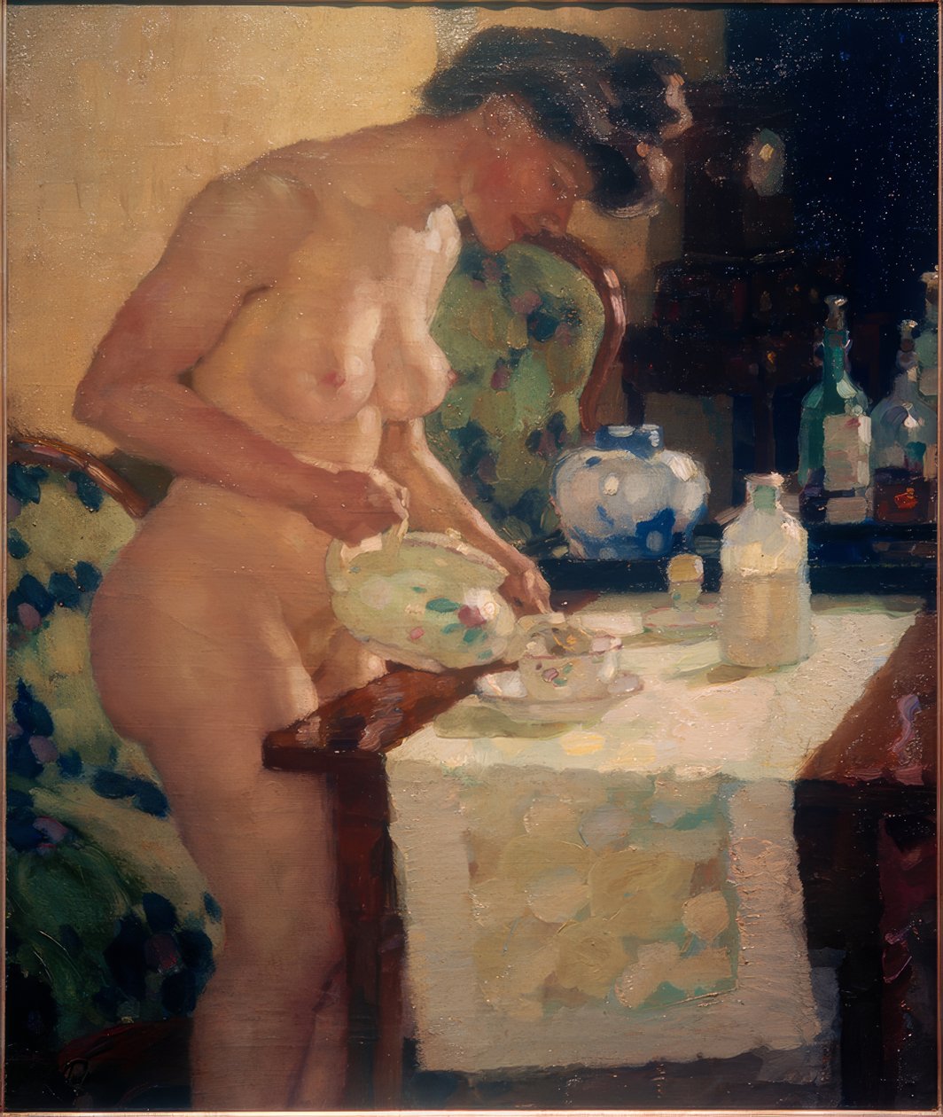 Model ved tebordet af Leo Putz