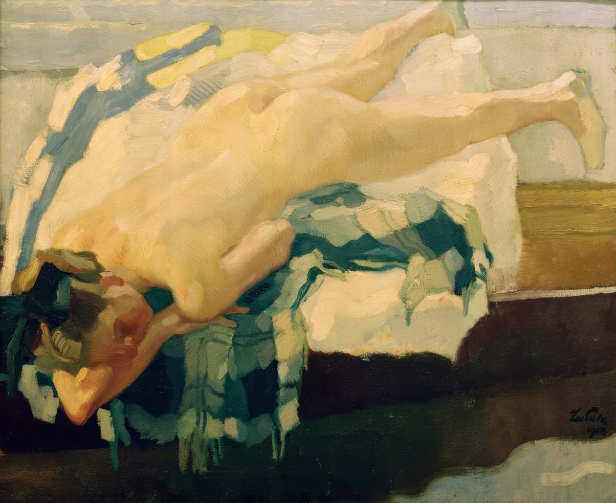 Kvinde nøgen i båden af Leo Putz