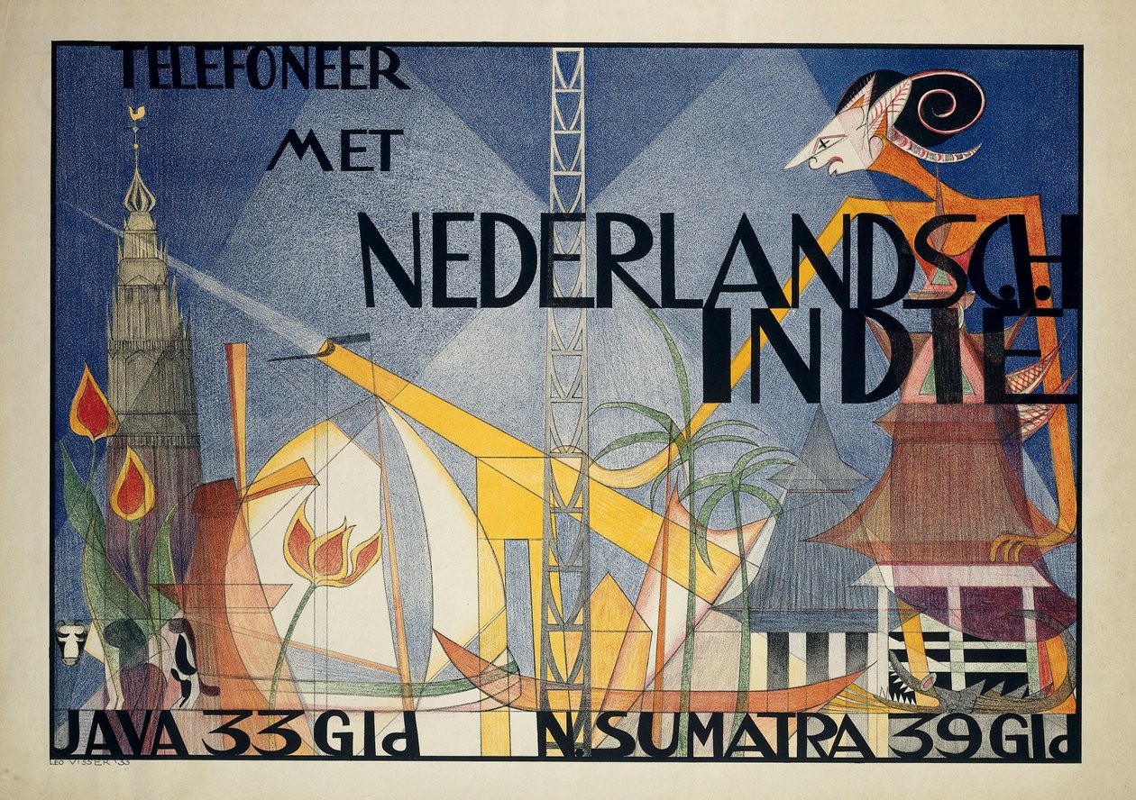 Plakattelefon med Hollandsk Ostindien Ring til Hollandsk Ostindien (...) (titel på objekt) af Leo Visser