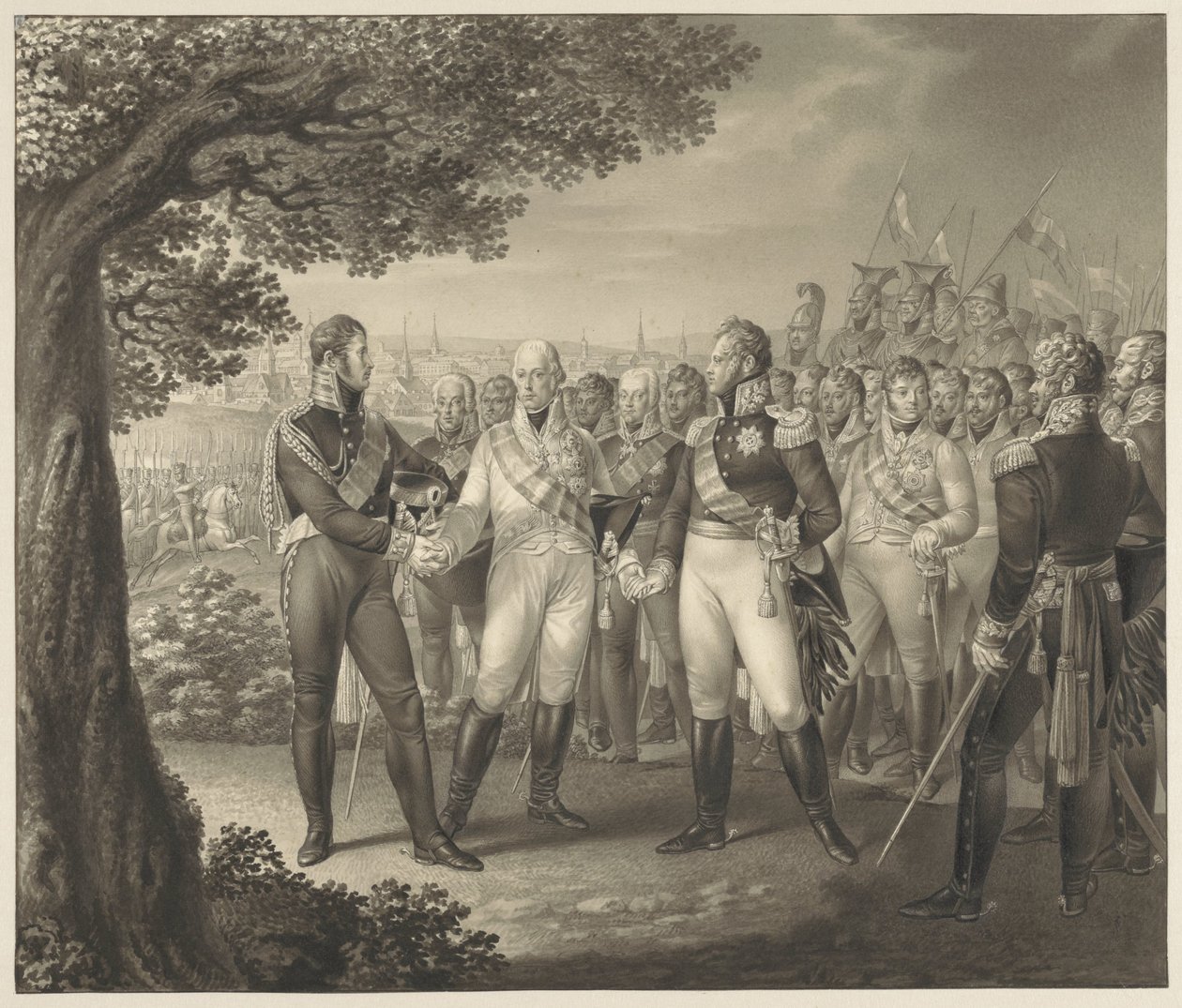 Første møde mellem de allierede monarker med deres ministre i Prag, 18. august 1813 af Leo Wolf