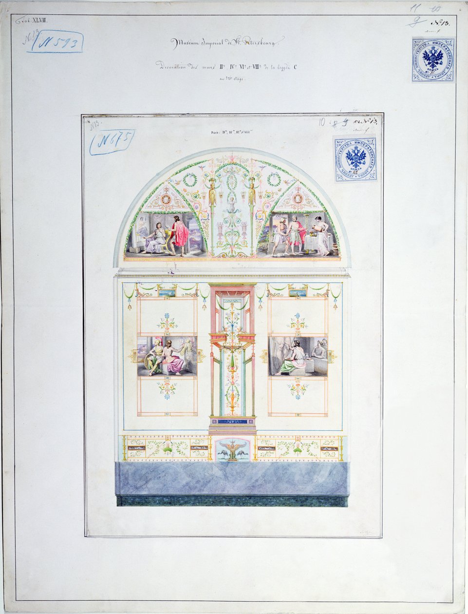 Vægmaleri til Eremitagen, St. Petersborg, ca. 1840 af Leo von Klenze