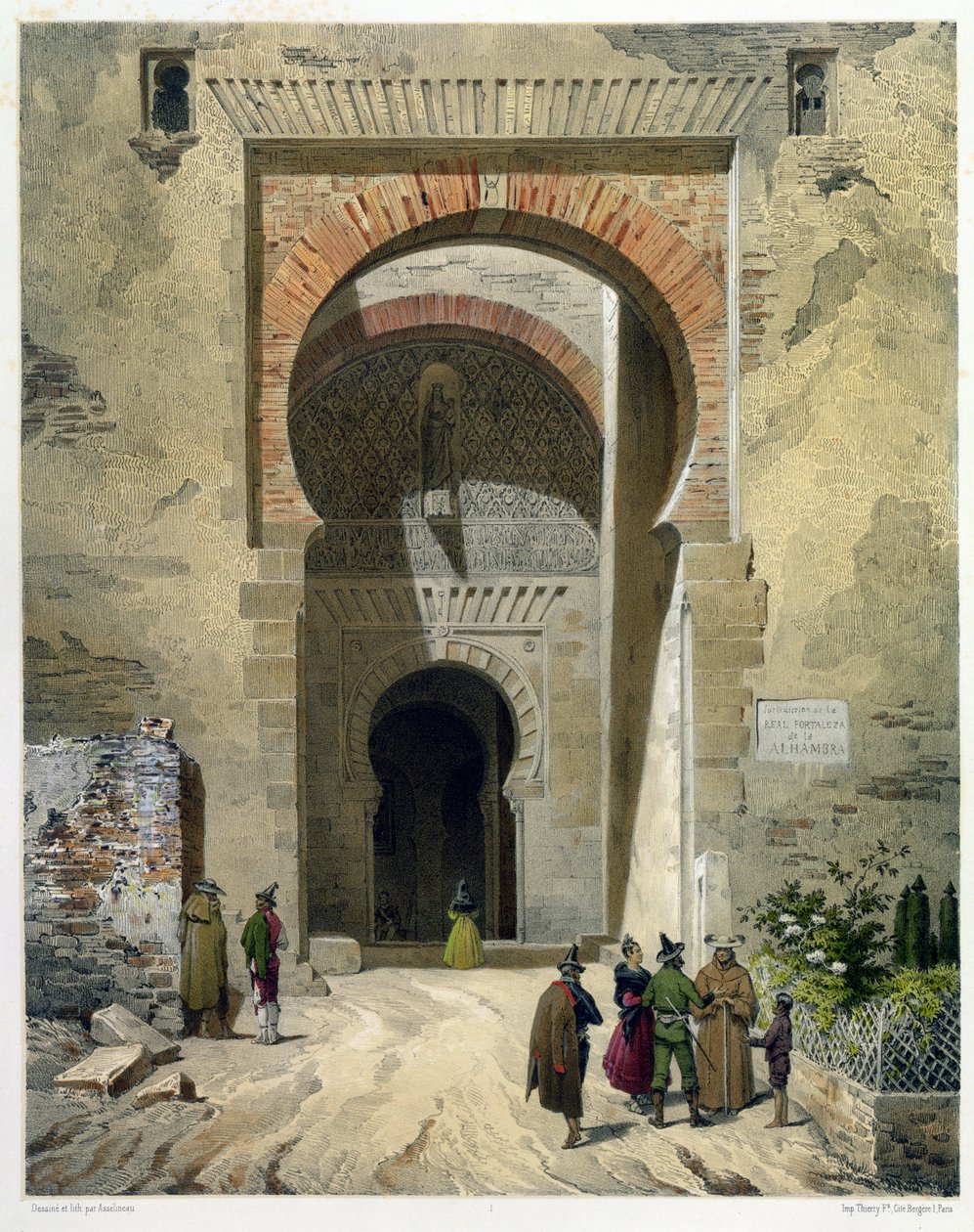 Retfærdighedsporten, indgangen til Alhambra, Granada, 1853 af Leon Auguste Asselineau
