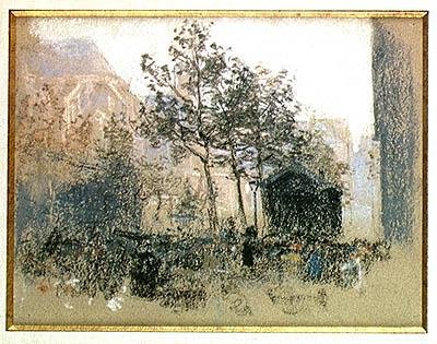 Les Halles, 1893 (pastel på kort) af Leon Augustin Lhermitte
