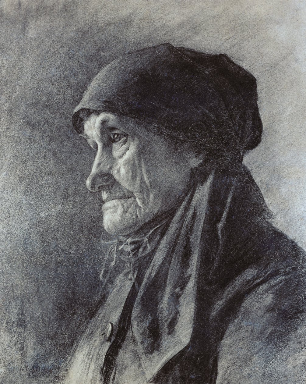 Bondehoved (trækul på papir) af Leon Augustin Lhermitte