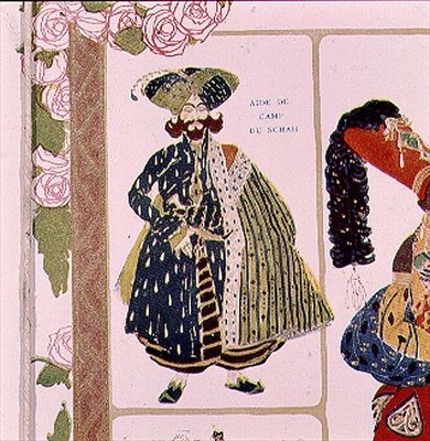 Aide-de-camp of the Shah, kostumedesign til Diaghilevs produktion af balletten Scheherazade, 1910 af Leon Bakst