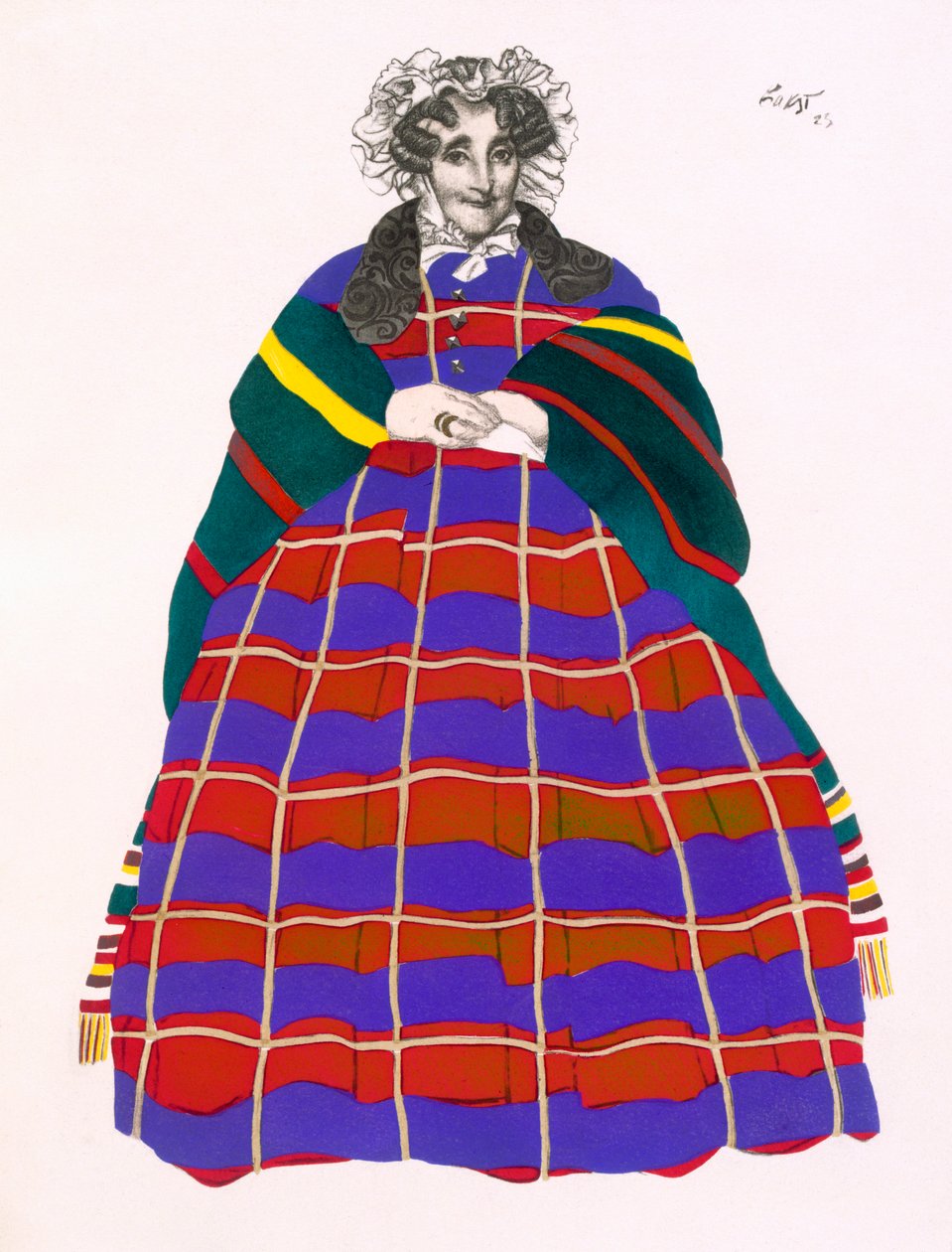 Kostume til Madame Loenfowitch i Moskva i gamle dage, til den russiske kunsts spektakel, 1922 af Leon Bakst