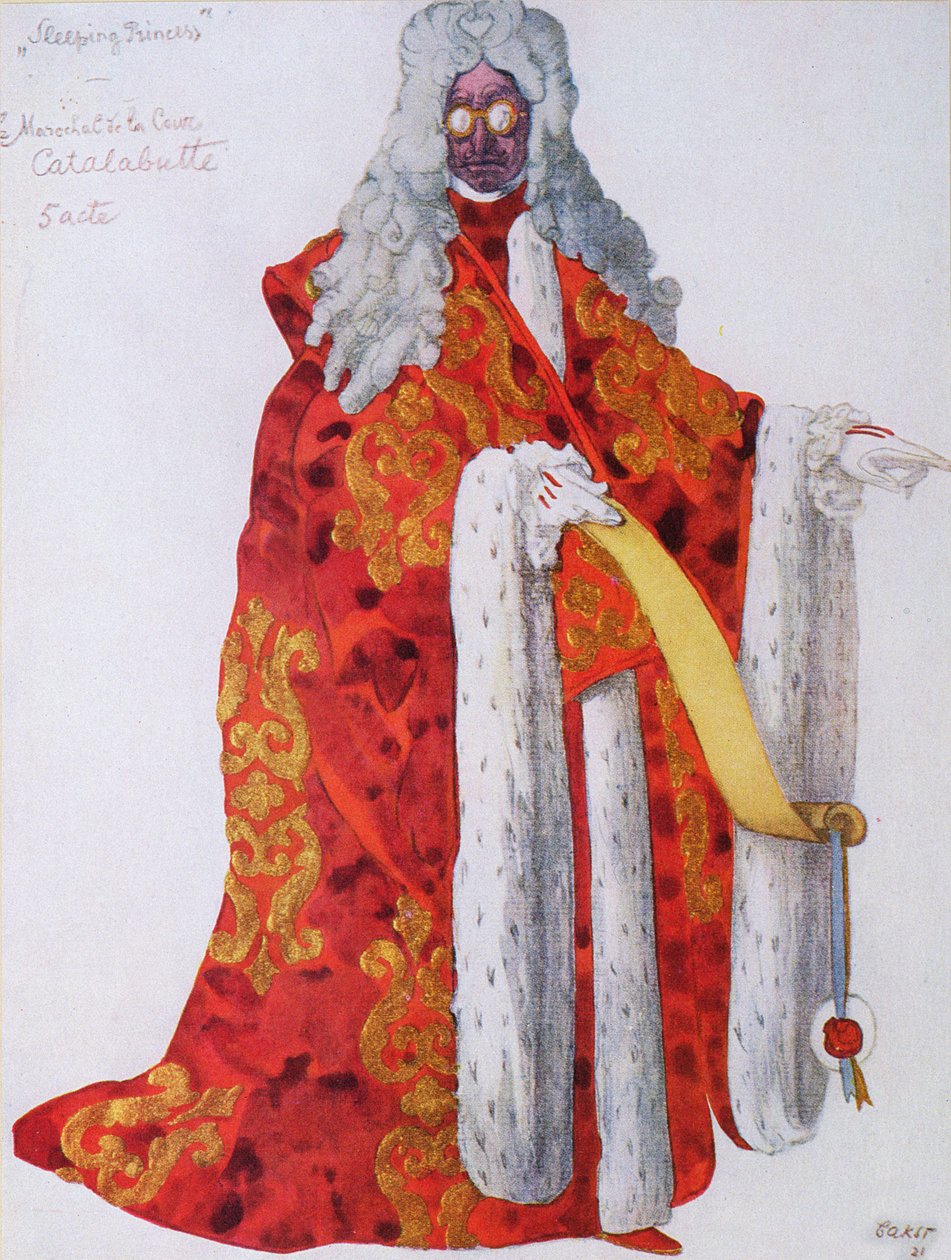 Kostumedesign til Marshal Cantalabutte, fra Tornerose, 1921 af Leon Bakst