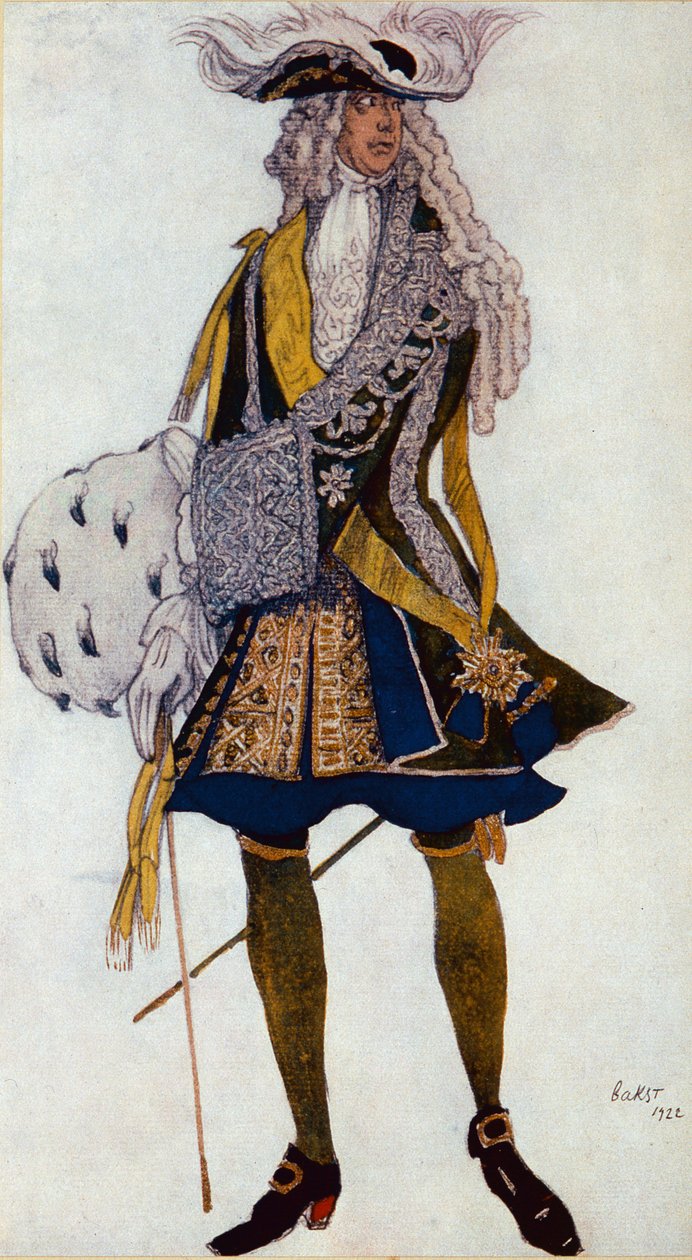 Kostumedesign til Kongen, i haven, fra Tornerose, 1922 af Leon Bakst