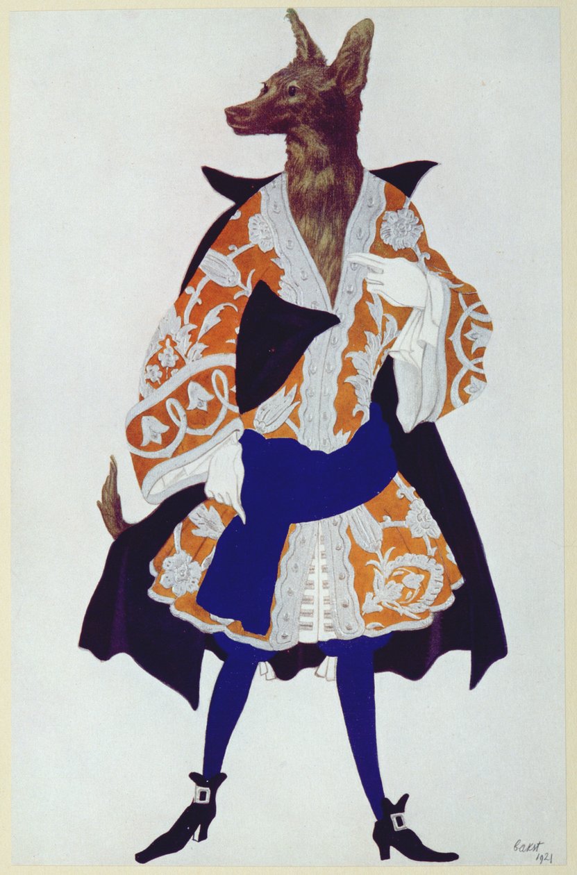 Kostumedesign til The Wolf, fra Tornerose, 1921 af Leon Bakst
