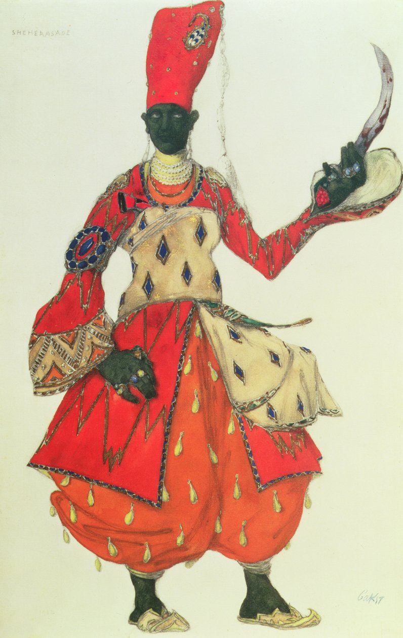 Eunuk kostume fra Scheherazade af Rimsky-Korsakov (design) (wc) af Leon Bakst