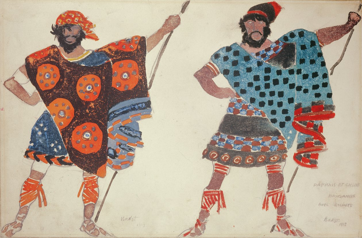 Piratkostumedesign til Daphnis og Chloe, 1913 (akvarel ombord) af Leon Bakst