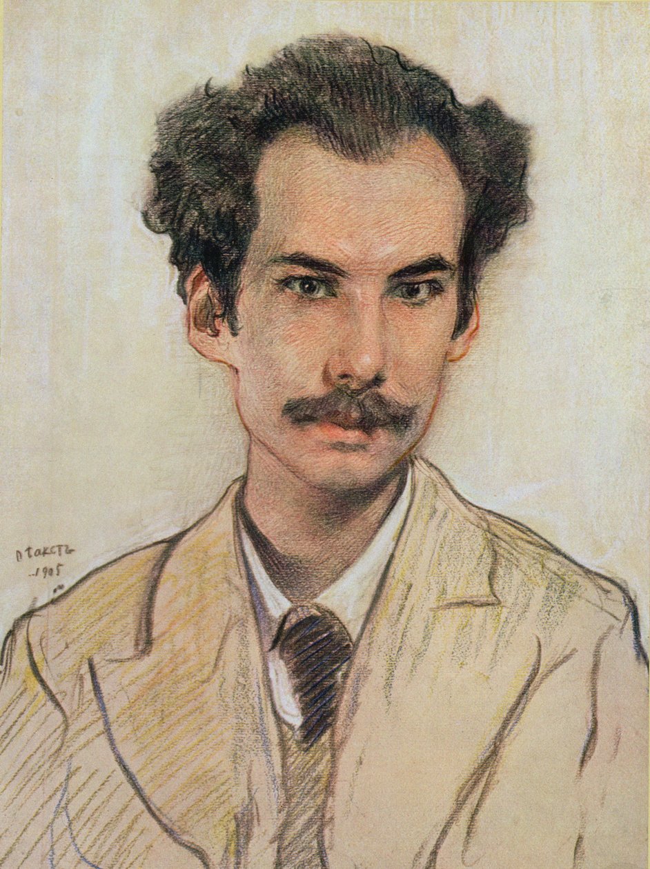 Portret af Boris Nikolaevich Bugaev (1880-1934) pseudonym Andrey Bely, 1905 af Leon Bakst