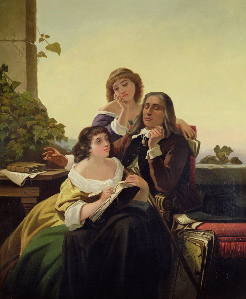 John Milton komponerer poesi af Leon Bortarel