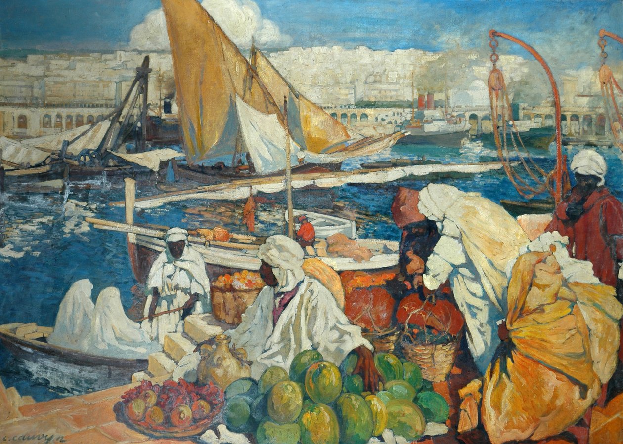 Algier La Blanche - Kajscene, Algier, 1912 af Leon Cauvy