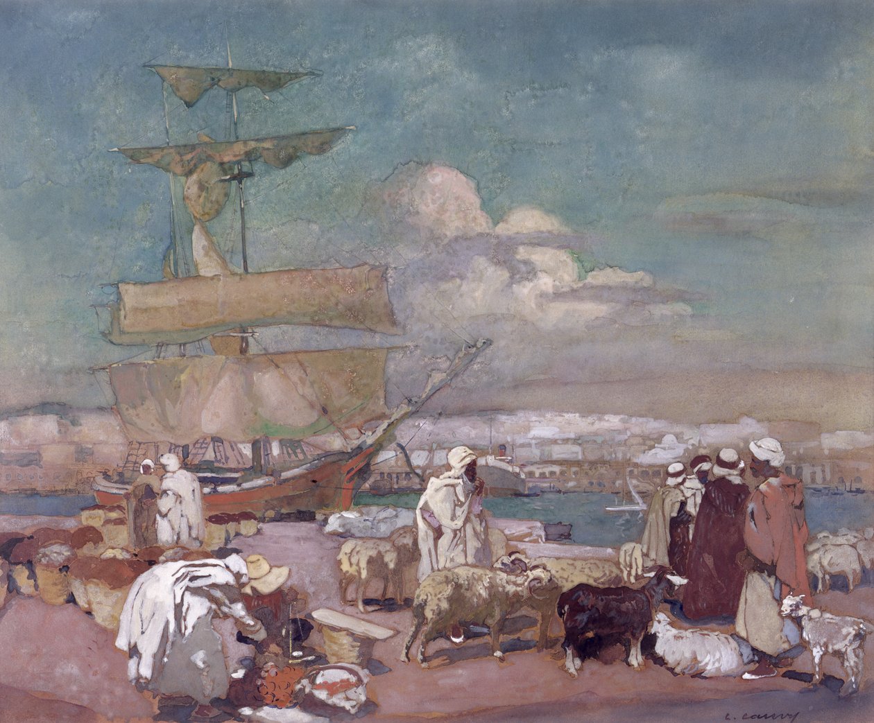 Havnen i Algier, ca. 1900 af Leon Cauvy