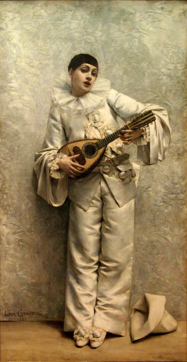 Pierrot spiller mandolinen af Leon Francois Comerre