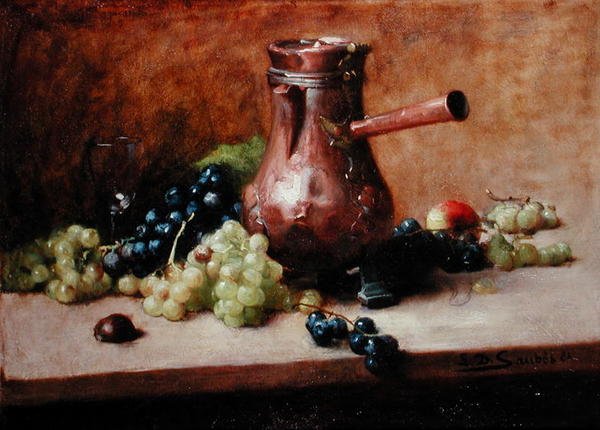 Stilleben med druer, 1881 af Leon Daniel Saubes