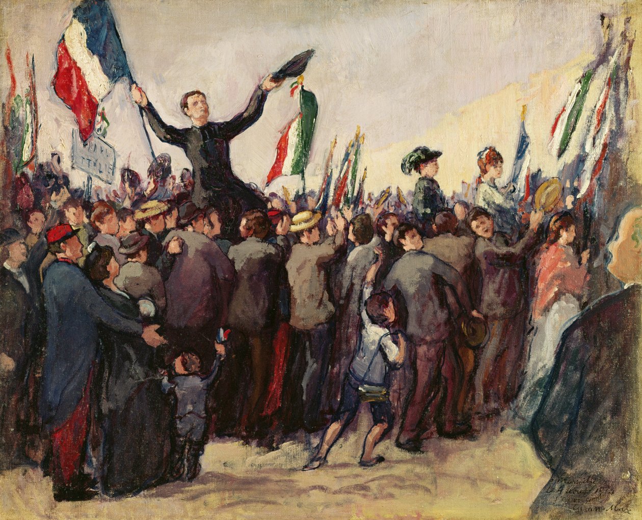 Italienske frivillige ankom til Marseille for at melde sig ind i den franske hær den 4. august 1914 af Leon Giran Max