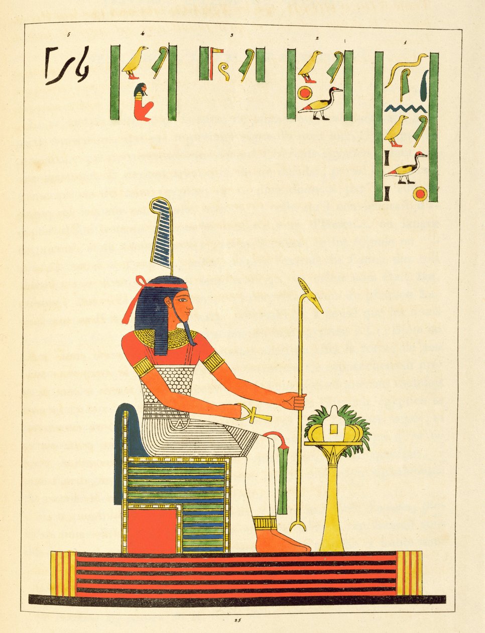 Guden Shu, illustration fra Egyptian Pantheon: samling af mytologiske karakterer fra det gamle Egypten af ​​Jean-Francois Champollion, udgivet 1823-25 af Leon Jean Joseph Dubois
