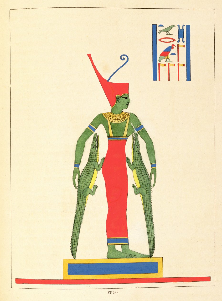 Gudinden Neith, illustration fra Egyptian Pantheon: samling af mytologiske karakterer fra det gamle Egypten af ​​Jean-Francois Champollion, udgivet 1823-25 af Leon Jean Joseph Dubois