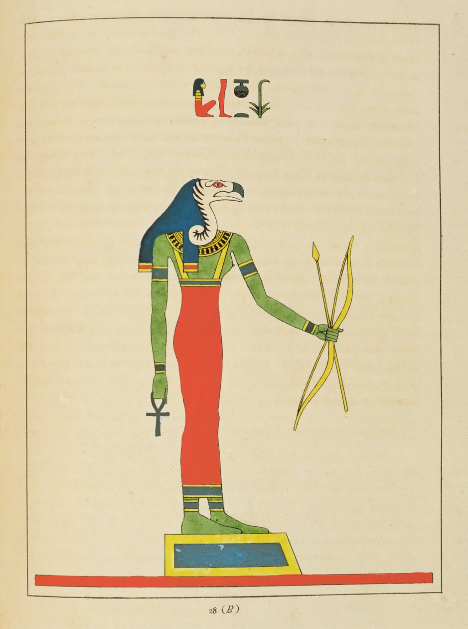 Gudinden Nekhbet, illustration fra Egyptian Pantheon: samling af mytologiske karakterer fra det gamle Egypten af ​​Jean-Francois Champollion, udgivet 1823-25 af Leon Jean Joseph Dubois