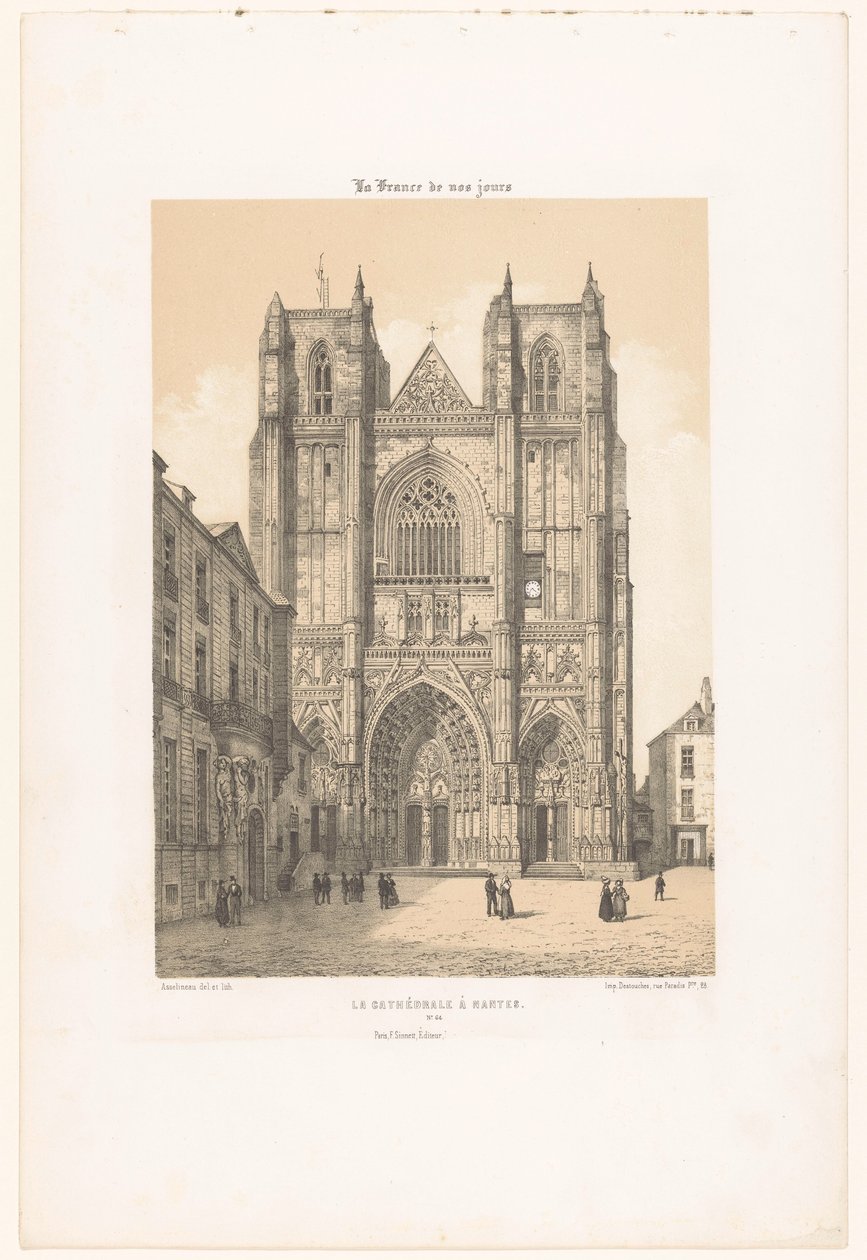 Udsigt over katedralen St. Peter og St. Paul i Nantes La cathédrale à Nantes (titel på objekt) Contemporary France (serietitel) La France de nos jours (serietitel på objekt) af Leon Auguste Asselineau