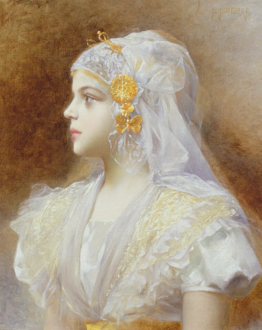 Portræt af en pige af Leon Auguste Cesar Hodebert
