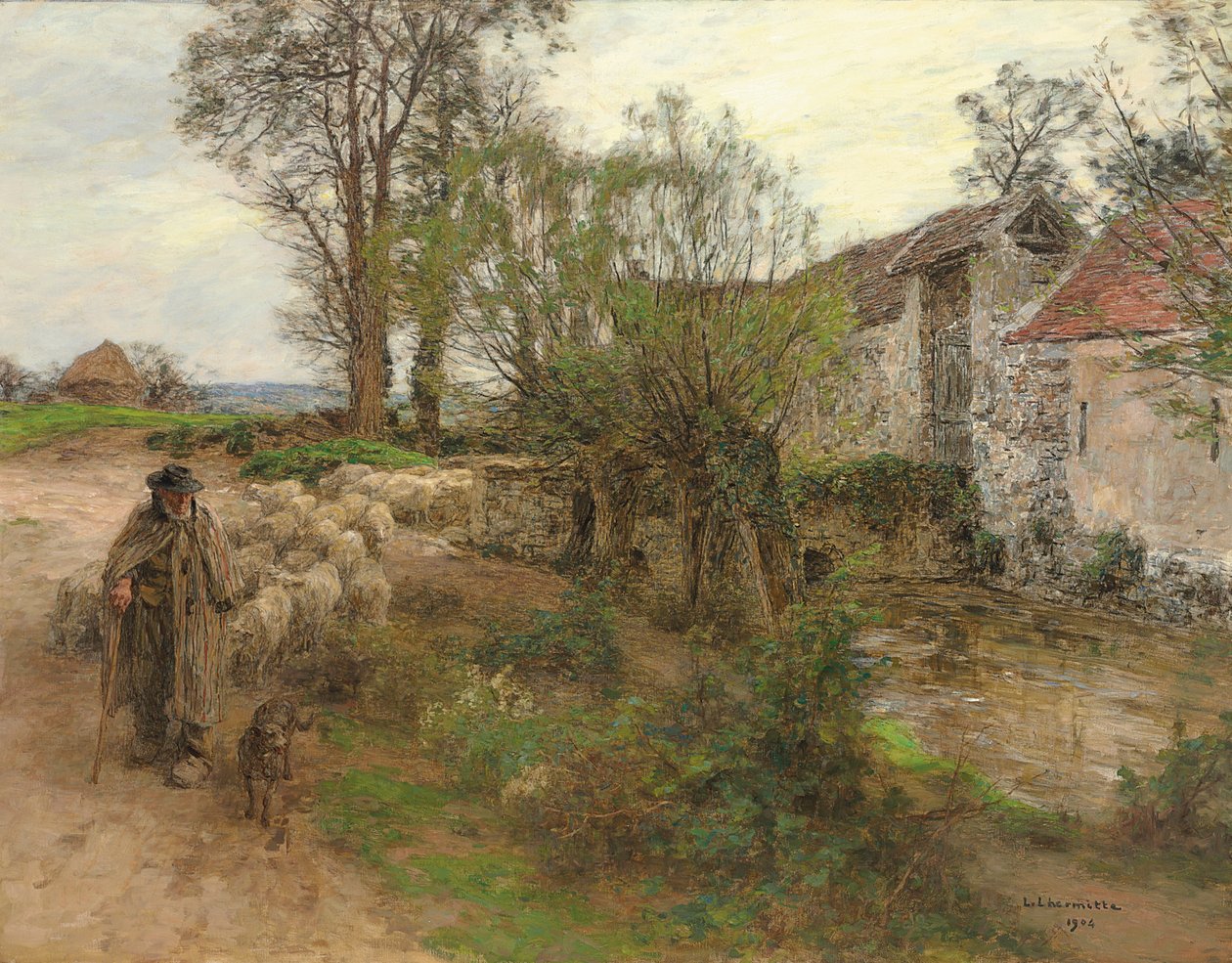 Udgang fra Herd of Chailly Street; Besætningens udgang fra rue Chailly, 1904 af Leon Augustin Lhermitte